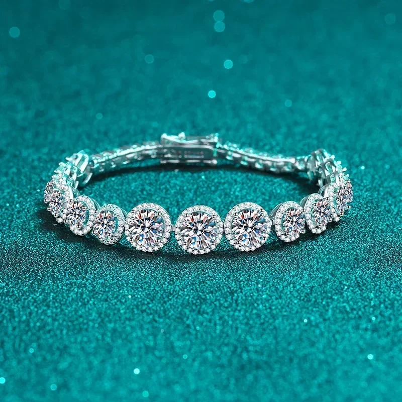 

Moissanite Diamond Bracelets for Women Sparkling Luxury Platinum Pt950 Wedding Fine Jewelry Chain Christmas Gift Bracelet
