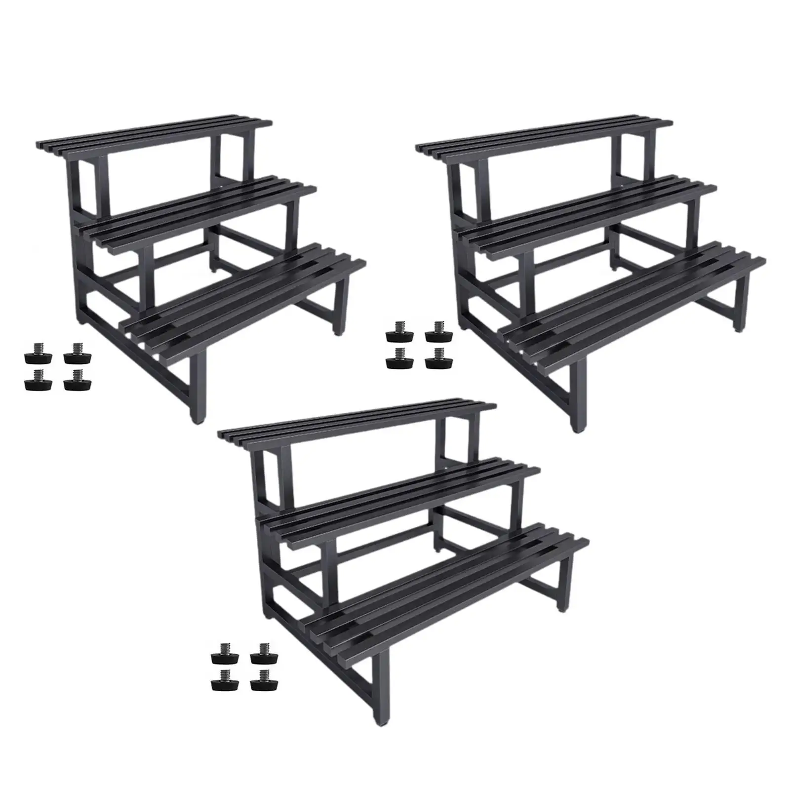 Metal Plant Stand Black Freestanding Stable 3 Tier Planter Display Shelf for Office Balcony Indoor Outdoor Garden Flower Store