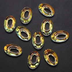 10 Pcs 13x20mm Shiny AB Crystal Prism Glass Oval Pendants Beads Crafts Jewelry Making Hanging Earing Necklace Accessories