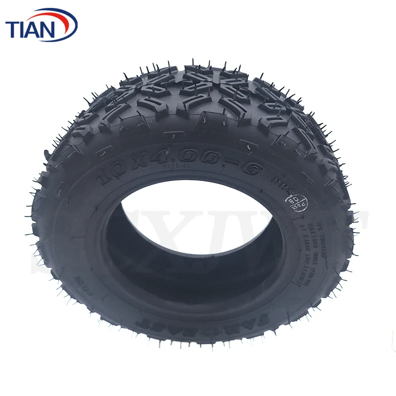 10x4.00-6 Off-Road Vacuum Tire with Air Valve for Electric Scooter 10 Inch 3.50-6 90/65-6 Widened Wear-resistant Tubeless Tyre