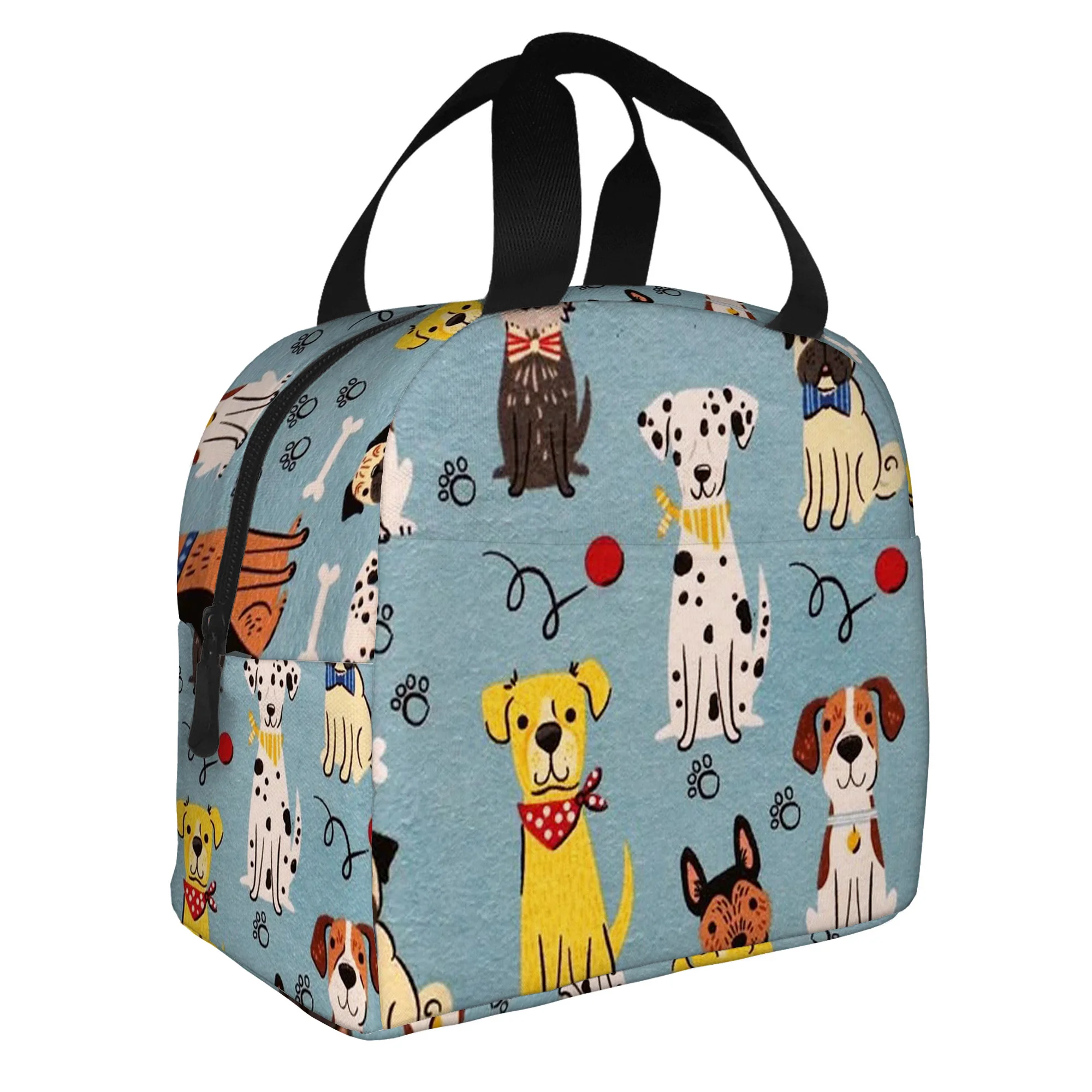 1pc Cute Dog Pattern Fabric Printed Thermal Bag | Insulated, Refrigerated, Non-Food Contact, Suitable for Home, Restaurant