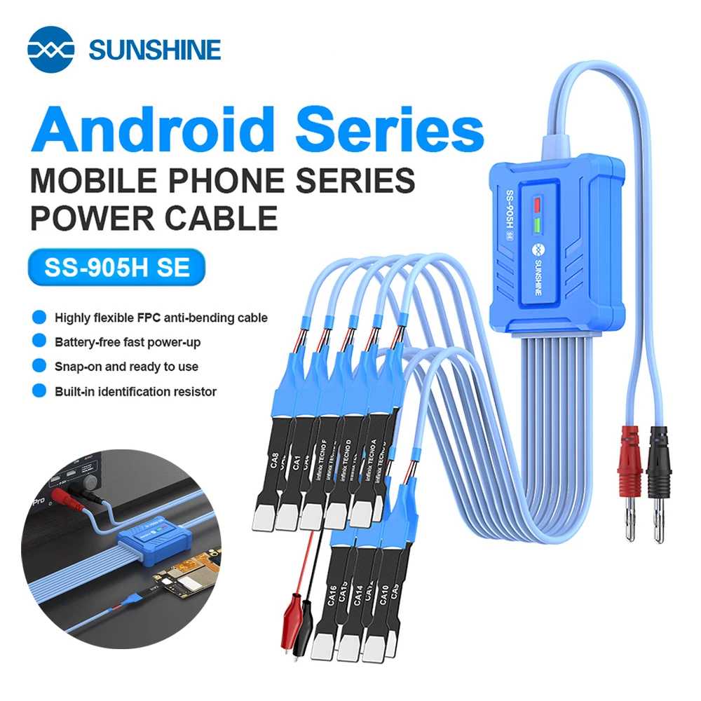 SUNSHINE SS-905H SE Transsion Series Power Cable for Repairing Android Phones HW MI SAM OP HTC Battery-Free Power Cable Tool