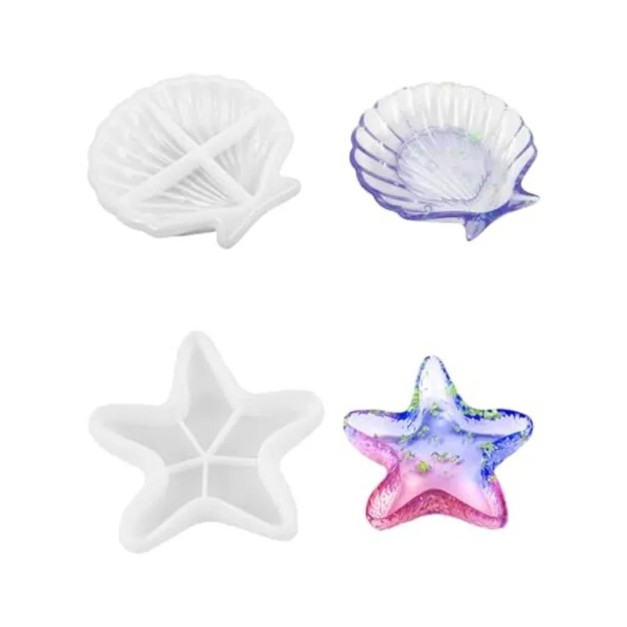 

Shell and Shape Silicone Mold for Resin Casting - 2 Pcs Jewelry Organizer Silicone Mold, Candle Holder Mold Jewelry Box Mold Pl