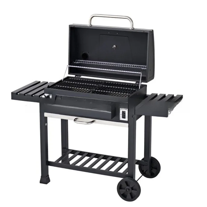 Double lift charcoal plate, independent control of barbecue area