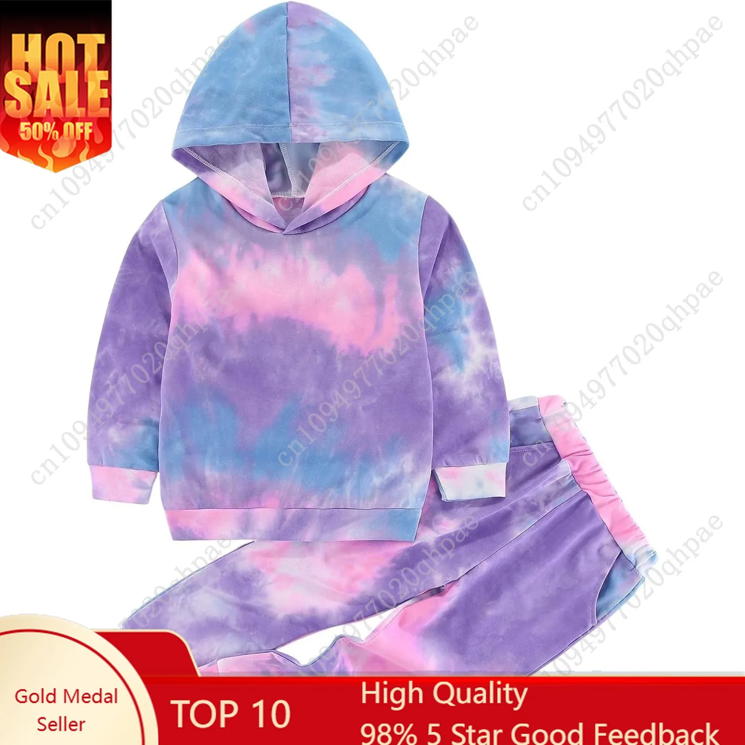

Toddler Girls Tie Dye Clothes - Cute Little Kids Outfits Hoodie Sweatshirt Pants 2Pcs Fall Clothing Set 2-6 Years