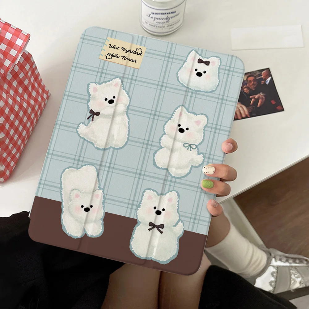 Cute Sweet Westie Puppy 720° Rotating Acrylic Tablet Case for iPad Air 11 Air 13 2026 mini 7 2024 8.3inch Pro 11 13 Air 13 2025