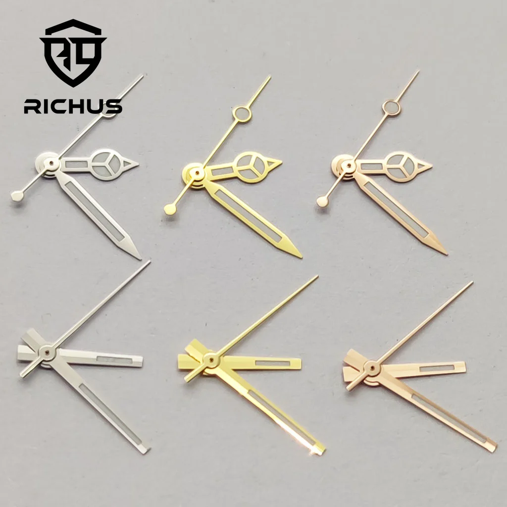 RICHUS Silver/Gold/Rose Gold Watch Hands Green Luminous Fit VH31 Quartz Movement Watch Accessories