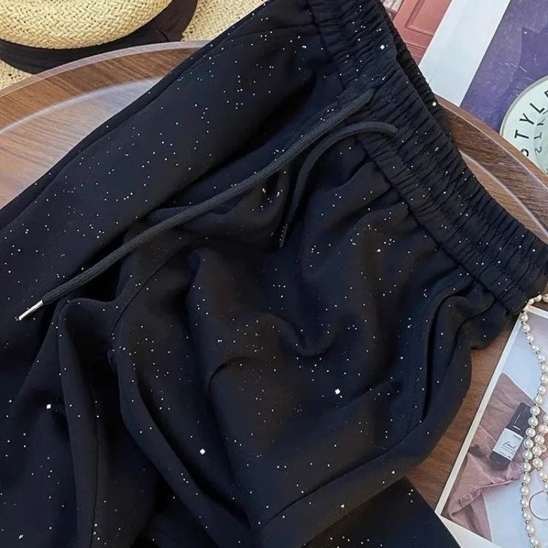 Men's clothing spring and autumn high quality trend fashion stars hot drilling fashion brand handsome straight casual pants