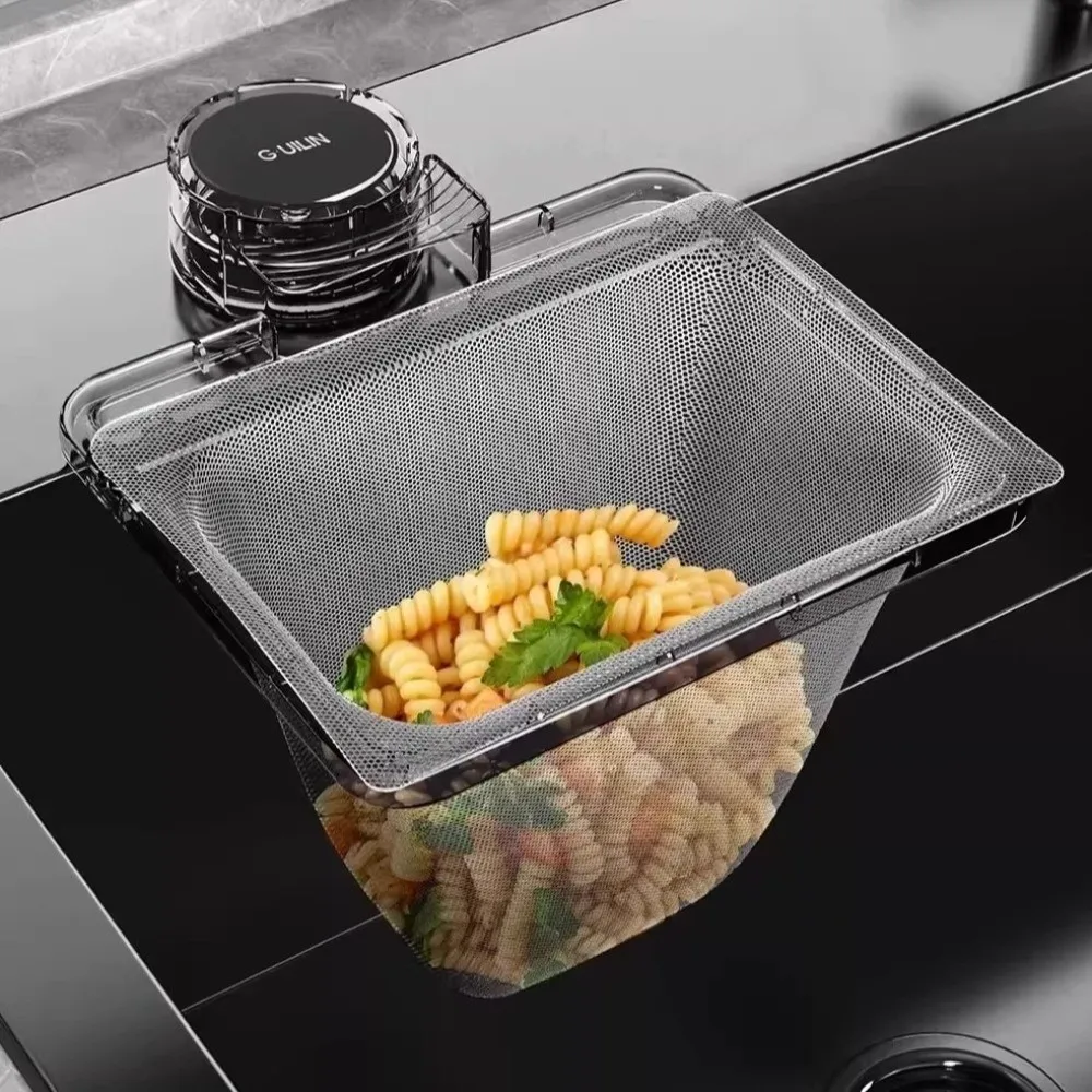 Suction Cup Kitchen Sink Filter Anti Clogging Strong Load-Bearing Sink Drainage Basket Easy Clean Fine Mesh Hanging Net Frame