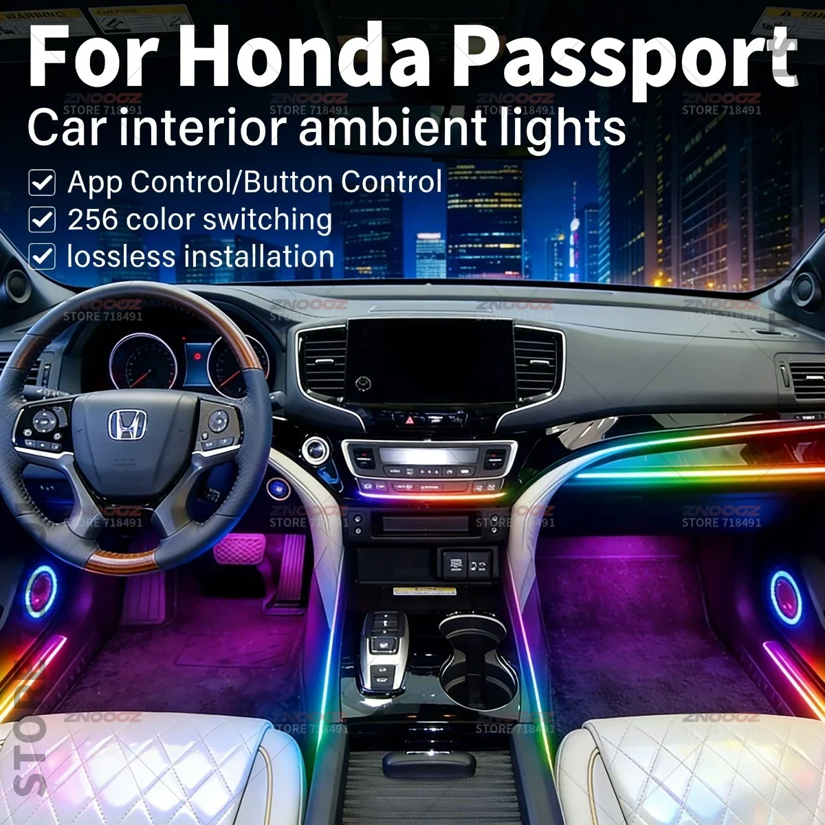 22in1 RGB Car Interior Acrylic Car Ambient Lights RGB Hidden Acrylic Strip Decoration Atmosphere Accessories For Honda Passport