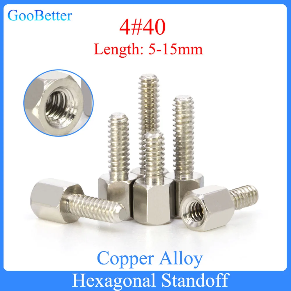5-100Pcs Hex Standoffs 4#40 Copper Alloy Hexagonal Standoff Male to Female Standoff Spacer Screw PCB Support Length=5-15mm