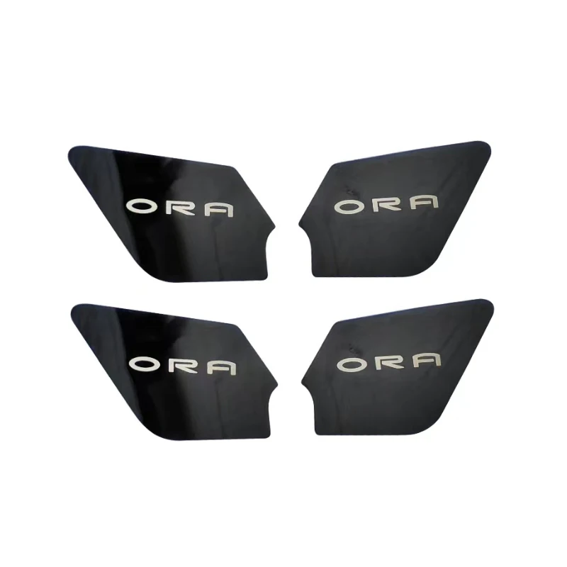 For ORA Funky Cat Accessories Stainless Steel Interior Door Bowl Stickers Car Styling Modification Accessories