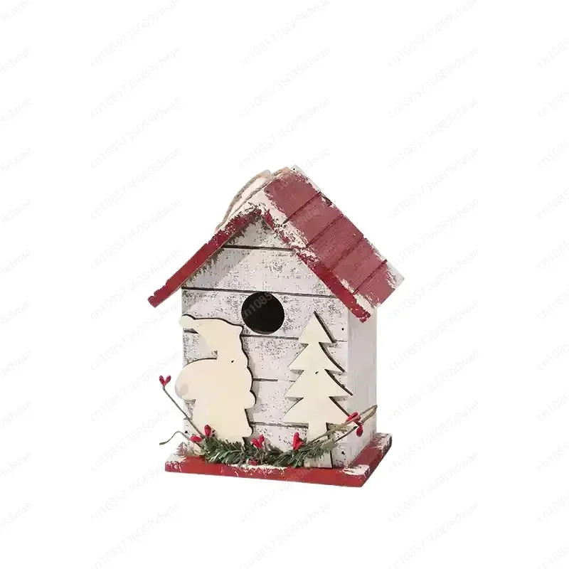 Christmas decorations ornament mailbox bird's nest wooden house house photography props window Christmas scene decoration