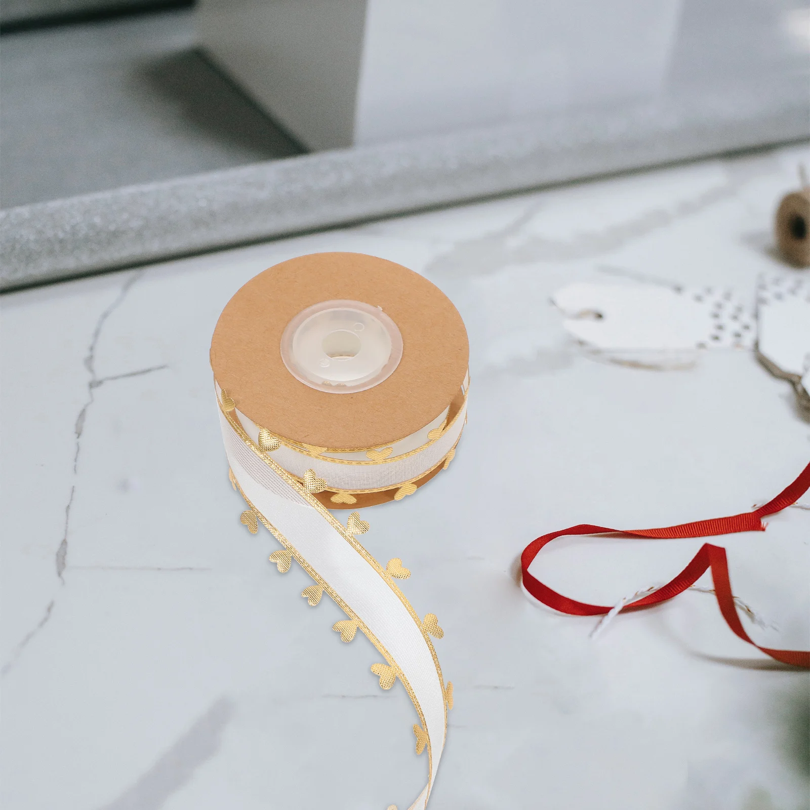 

White Ribbon Accessories 10Yards 25mm Daily Use Craft Gift -resistant DIY Cuttable Ribbon Present Accessory Christmas