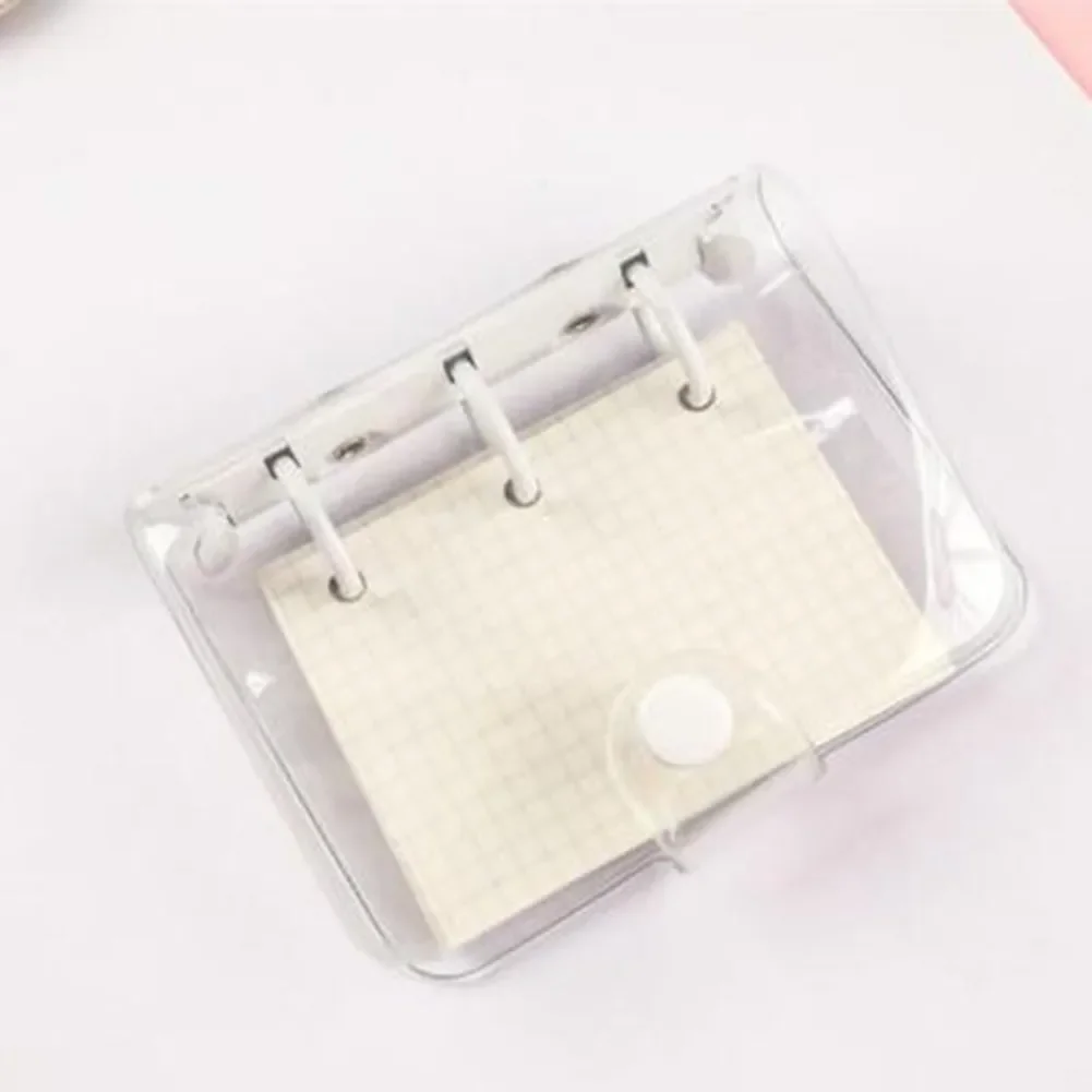 Mini carpeta de 3 anillas, diario, libro de mano, papelería, cuaderno y diario, álbum de recortes, libro de mano de PVC transparente, suministros de oficina