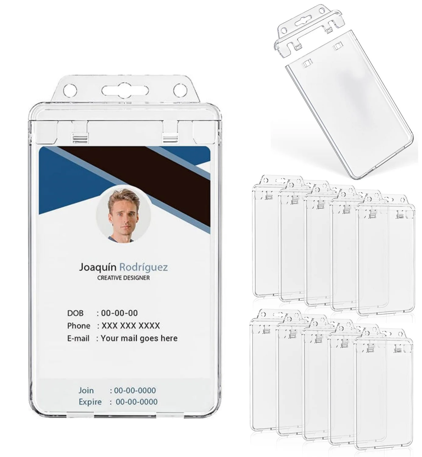 20/10/5PCS Transparent Name ID Badge Holder Waterproof Thick Vertical Business Card Holder Protectors Clear Card Case for Office