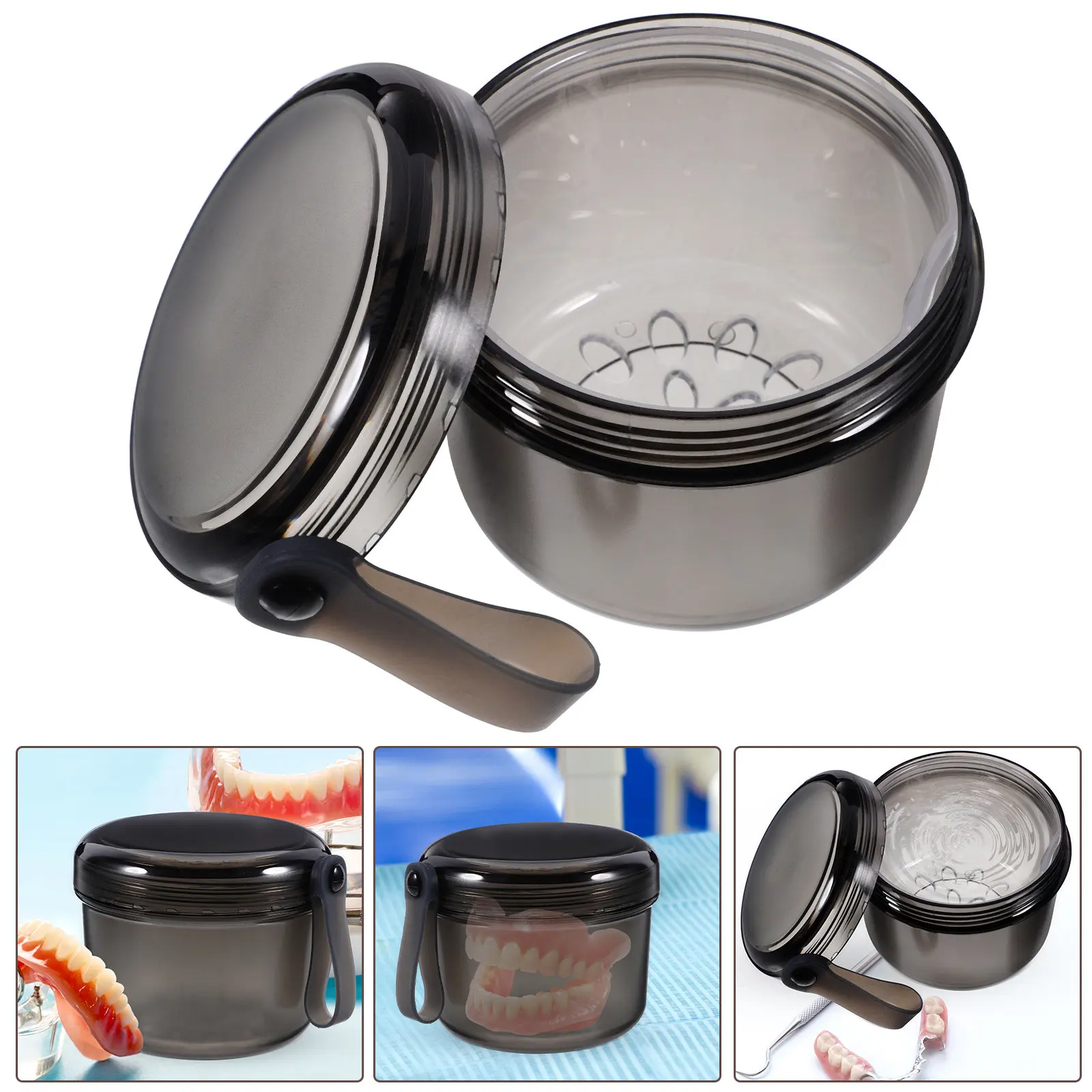 Healthy Pc Material Denture Container Retainer Case Small Lightweight Portable for Carrying False Teeth Retainers Mouth Guards