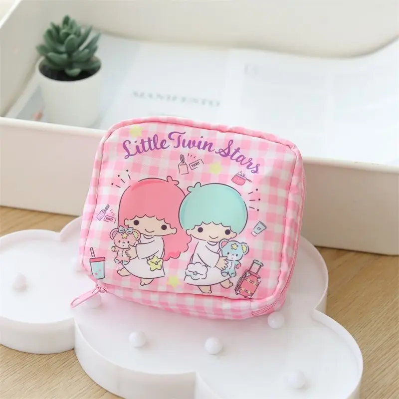 Neue My Melody Aufbewahrungstasche, Cartoon-Reise, tragbar, großes Fassungsvermögen, mit Reißverschluss, Kosmetik-Aufbewahrungstasche, süße Mädchen-Gitter-Kulturtasche