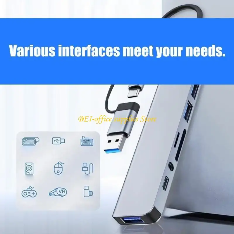 

A9LC USB3.0 Extension Cable USB Splitter USB C/USB Male to 3xUSB2.0+1xUSB3.0+1xType C Splitter Card Reader Cable for PC