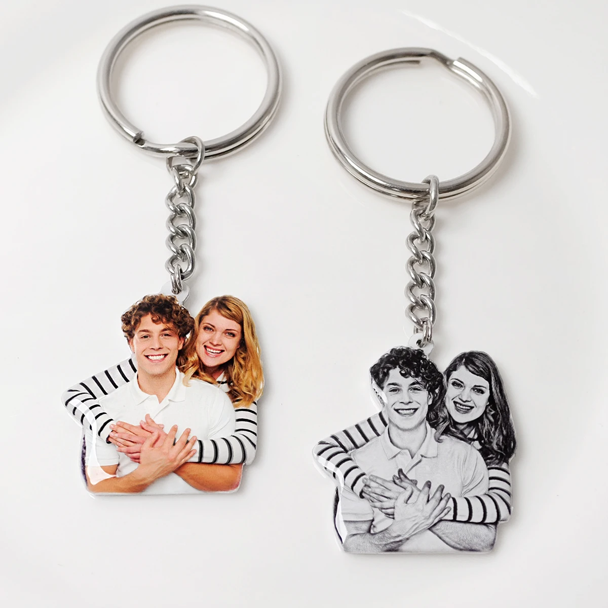 Personalized Photo Keychain Custom Keychain with Picture Keyring Mother\'s Father\'s Day Gift Anniversary Gift for Couples