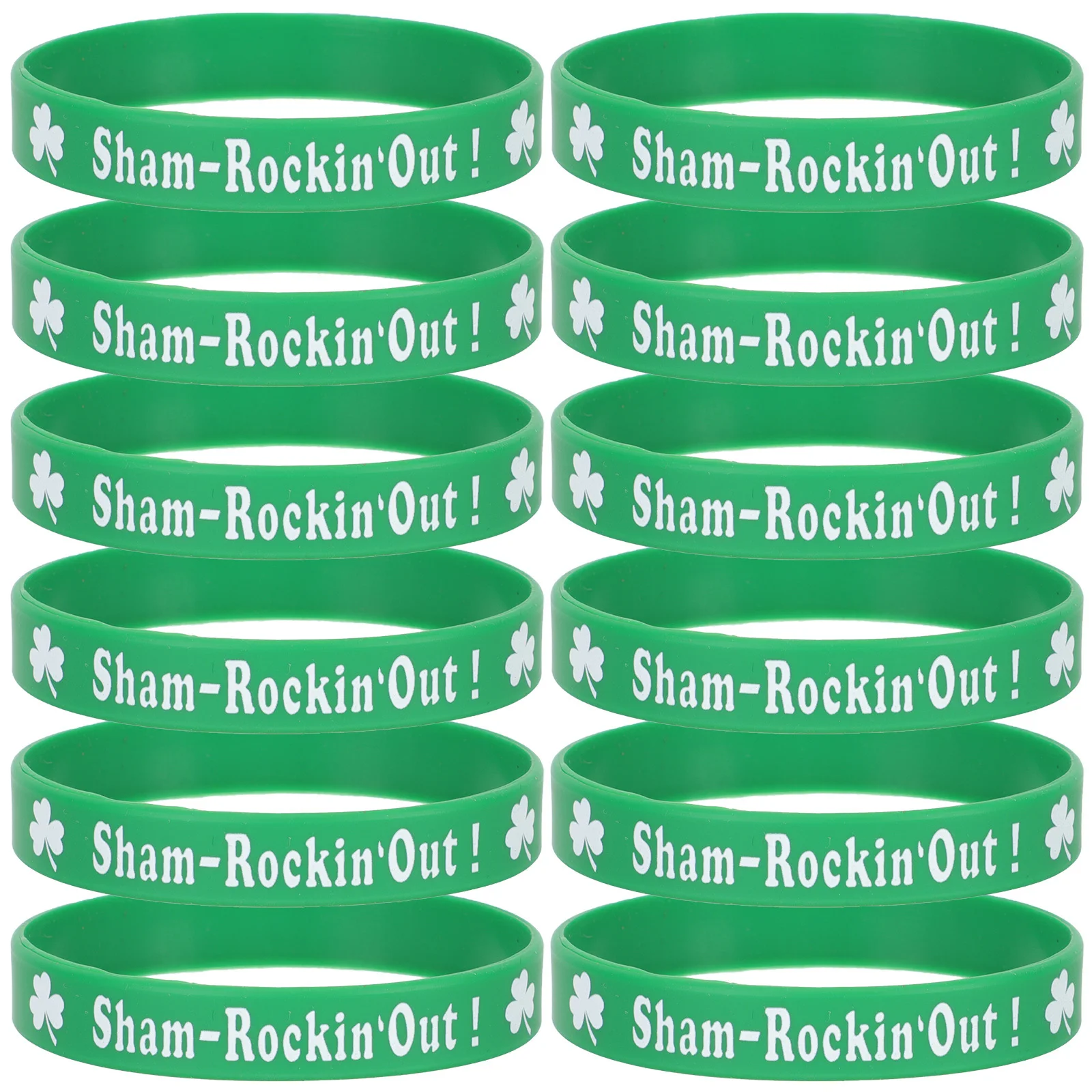 

12 Pcs Clover Bracelet St Patricks Day Silicone Bracelets Wristbands Adult Silica Gel St.patricks Accessories Miss