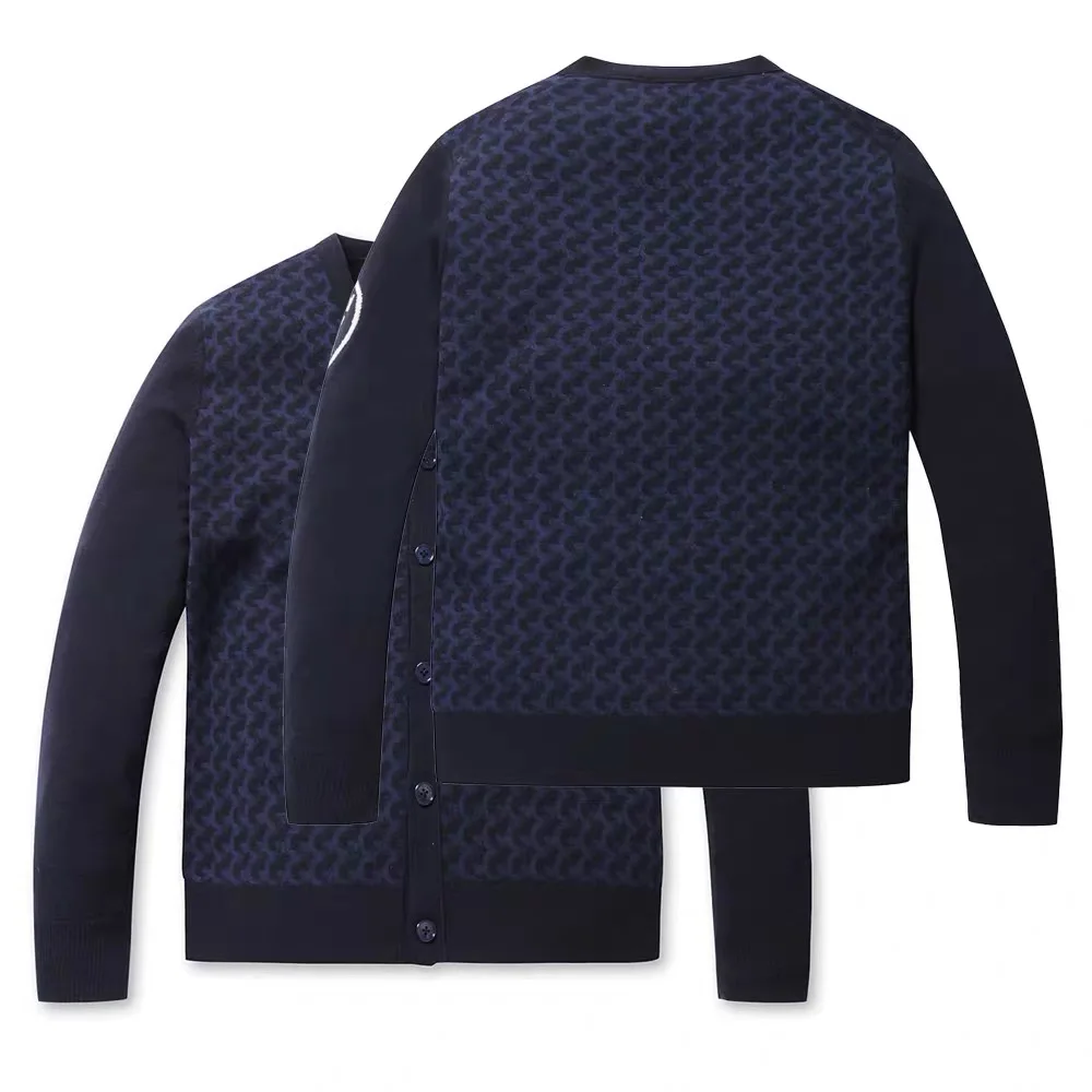 Men fashionable and tasteful sports golf cardigan, thickened V-neck golf sweater autumn and winter