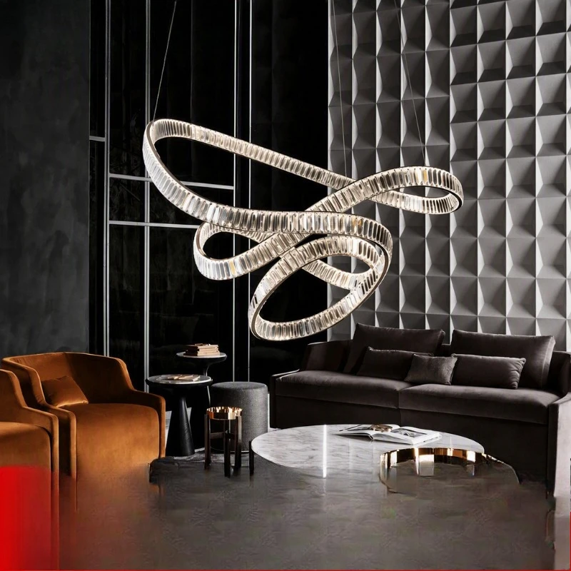 Light luxury creative art crystal chandelier special-shaped spiral dining room light villa living room Internet celebrity