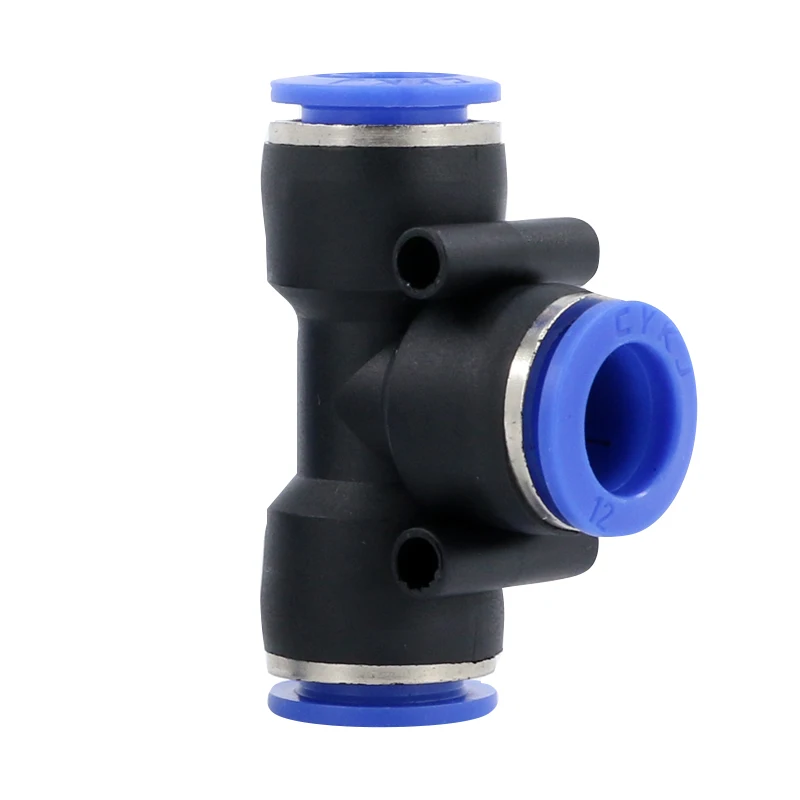 5PCS PE Blue 3 Way T shaped Tee Pneumatic PE 4mm to 16mm OD Hose Tube Push In Air Gas Fitting Quick Fittings Connector Adapters