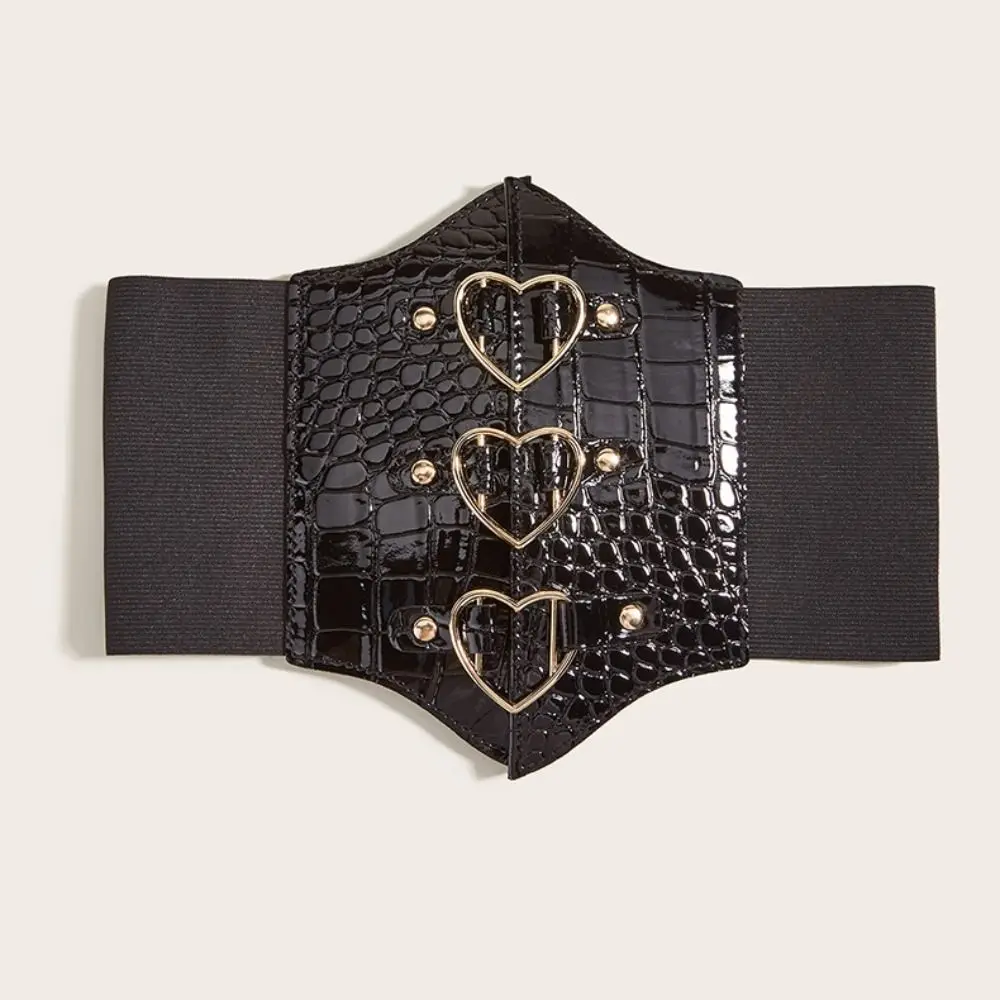 ลดน้ําหนักหนัง PU รักหัวเข็มขัด Cummerbunds ชุดเข็มขัดเอวสูงหญิงเข็มขัดยืดหยุ่นเข็มขัดเอวกว้างชุด