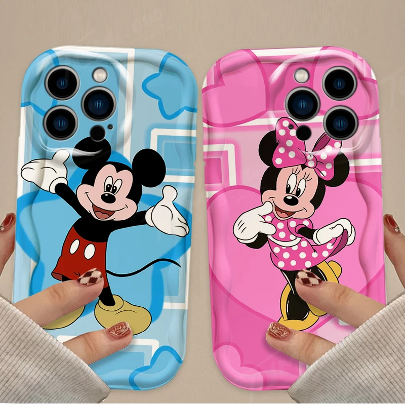 Disney Minnie Mickey Mouse Wave Fall für iPhone 15 14 13 12 11 Pro max x xr xs 8 7 6 6s plus se stoß feste Silikon hülle