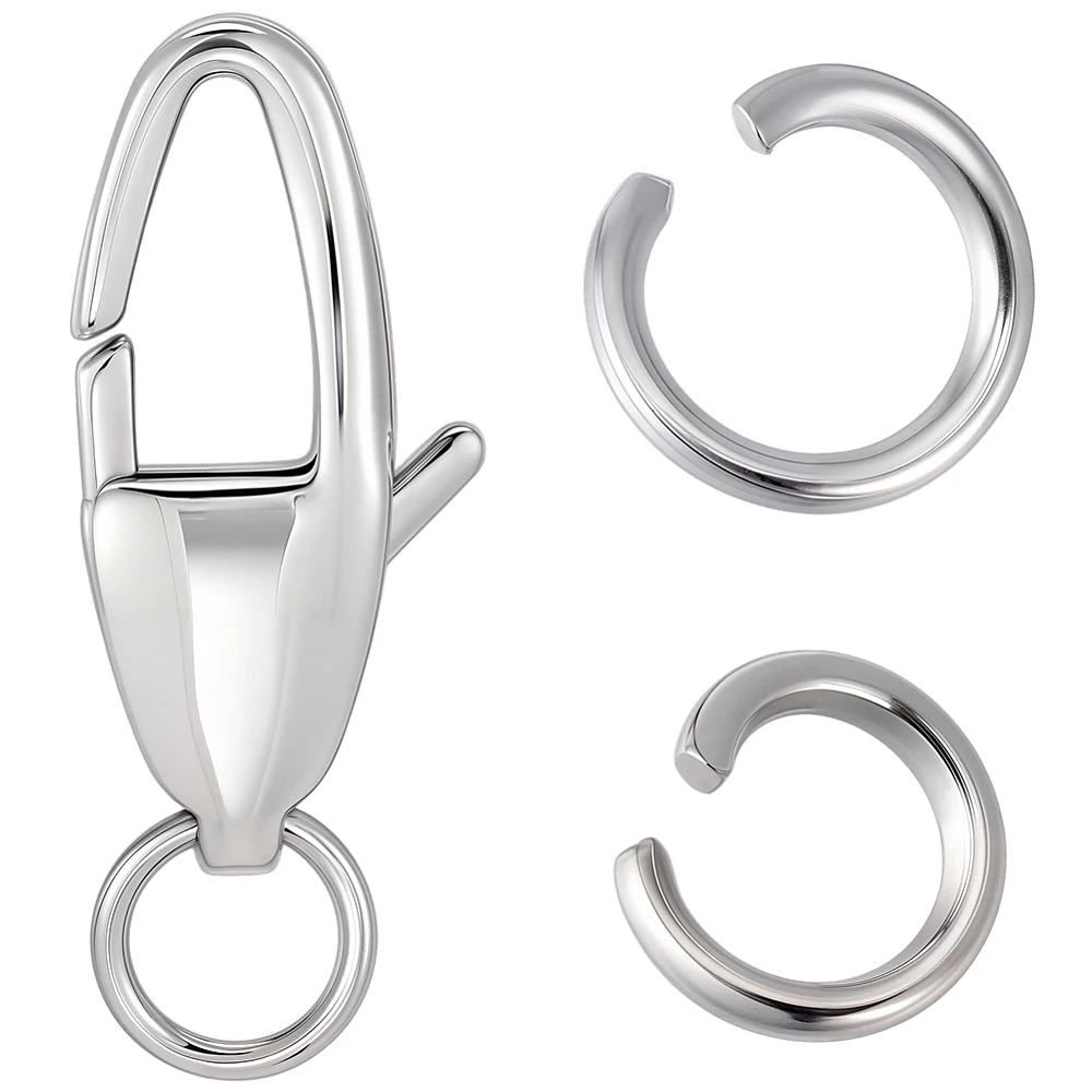 

6Pcs 304 Stainless Steel Lobster Claw Clasps Horse Eye 12Pcs 2 Styles 304 Stainless Steel Open Jump Rings Stainless Steel Color