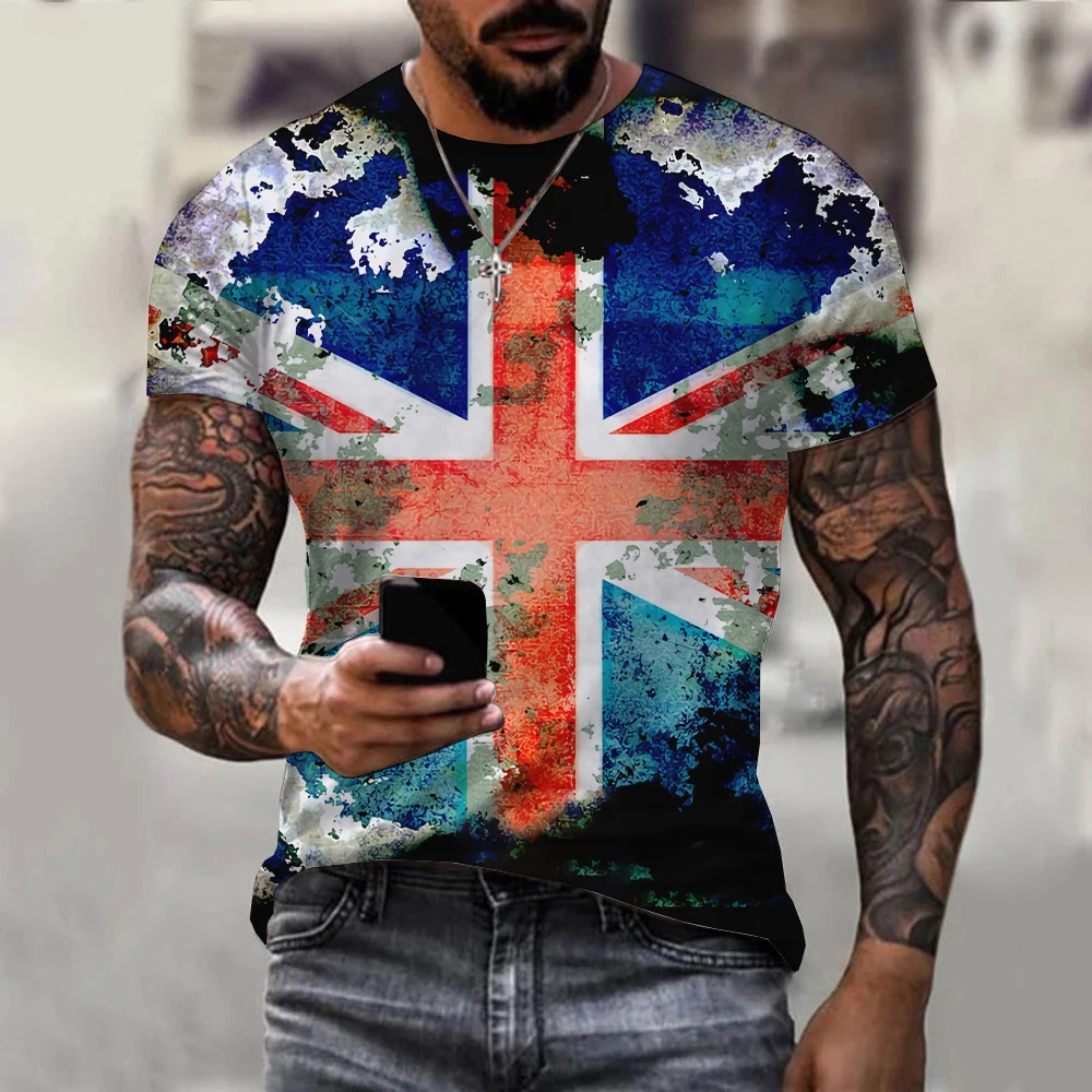 British Flag T-Shirts UK United Kingdom 3D Print Men Women Vintage Casual Oversized Short Sleeve T Shirt Kids Tees Tops Clothing