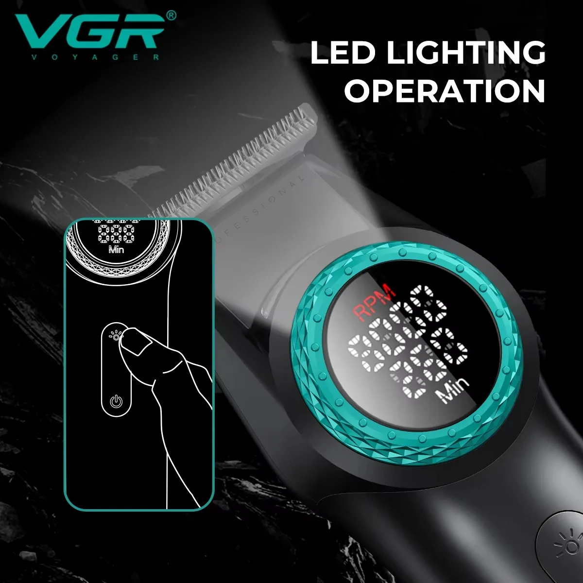 VGR 바리깡 트리머 이발기 클리퍼 헤어 트리머 전문가용 헤어 클리퍼 무선 헤어 커팅 머신 이발사 BLDC 모터 클리퍼 LED 남성용 트리머 V-977