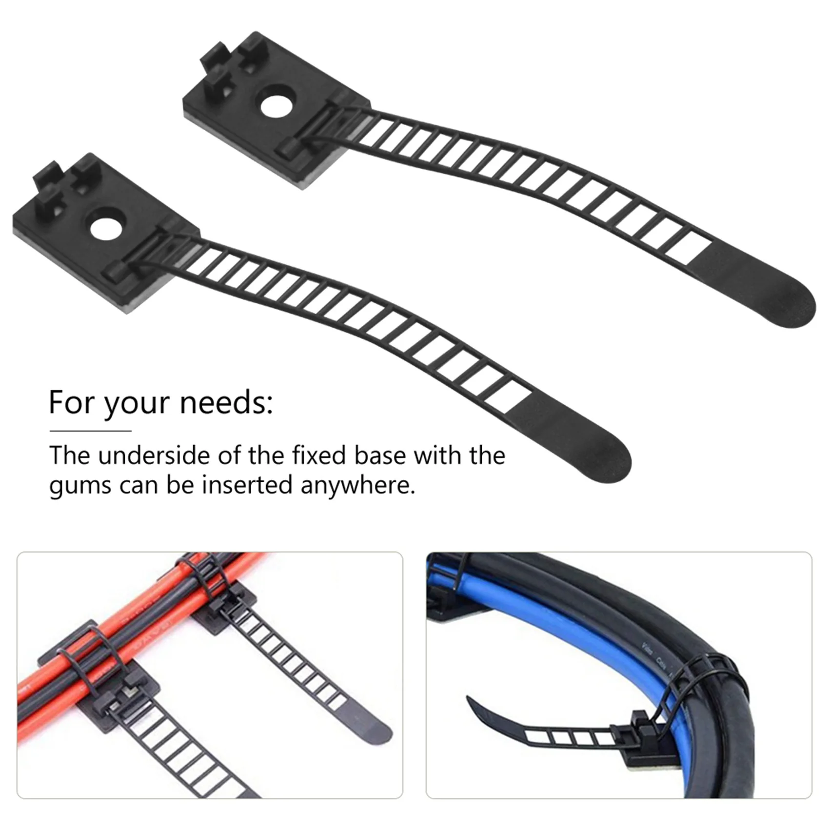 A84X-Adjustable Cable Holder Set Management, Cable Clips Of Cable Fixing Wire Holder With Adhesive Secured Backing