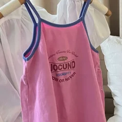 Fashionable Children's Personalized Fashion Brand Korean Alphabet Color Blocked Cute Tank Top Sling Dress Girls' Summer Dress