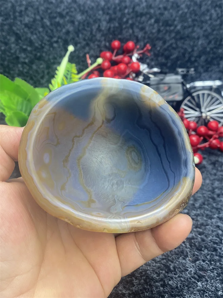 1pc Natural Mineral Beautiful Crystal Agate Bowl Ashtray Putting Things Office Furnishings Home Decor Reiki Healing Stone