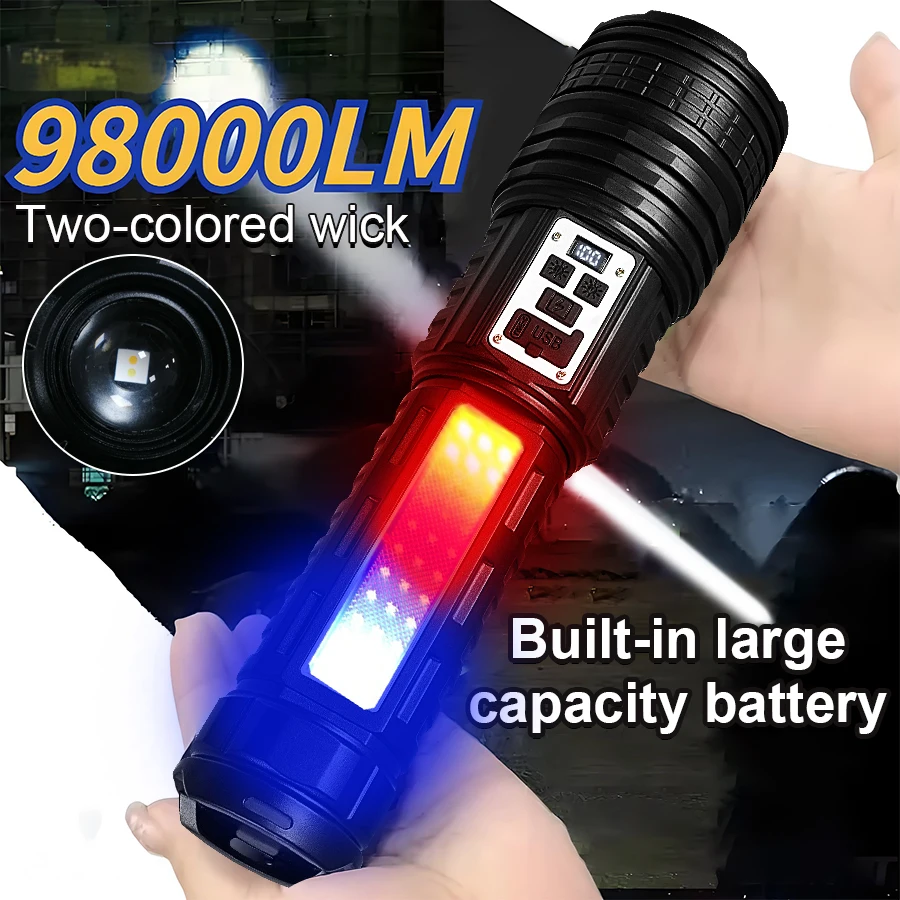 

98000LM ультра мощные фонари портативный фонарик фонарик открытый на большом расстоянии сильный тактический фонарик фонарик фонарик для рыбалки