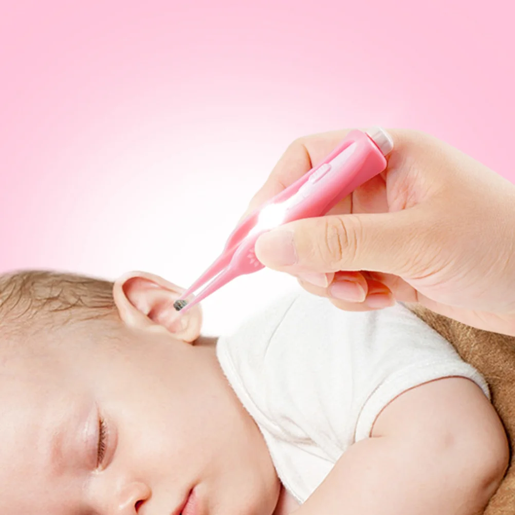 2 Stück sicherer, flexibler LED-Ohrreiniger aus Kunststoff, sichtbare Ohrstöpsel, tragbares Ohrenschmalz-Entfernungswerkzeug für Baby- und Kleinkinder, Ohrenreiniger