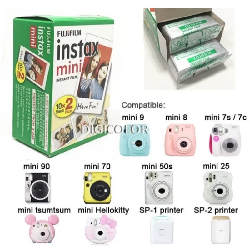 10-20 ورقة Fujifilm Instax Mini White Edge Films ورق طباعة الصور 3 بوصة فيلم ل Fujifilm Instant Mini 12 11 9 8 25 50s كاميرا فوجي