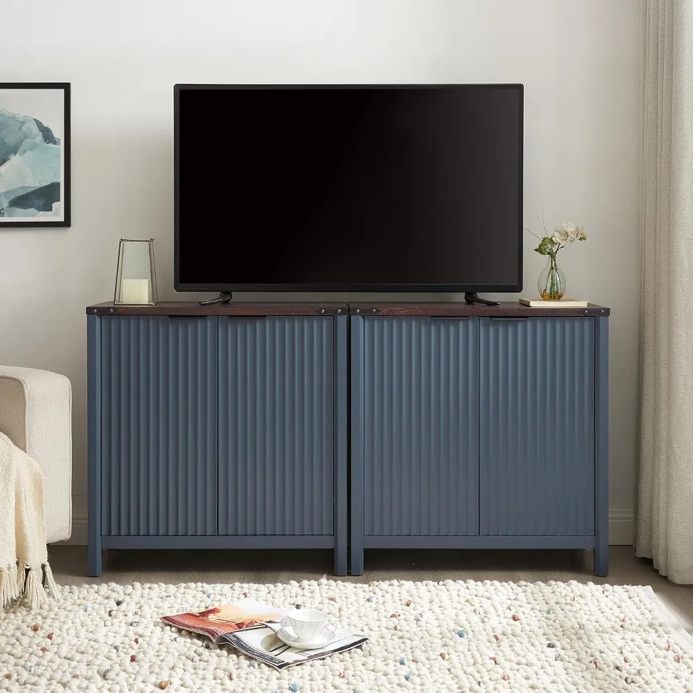 طقم خزانة بحافة 32 فتحة مكون من قطعتين - رف تخزين حديث للمزرعة مع رف قابل للتعديل وبار القهوة وأثاث المدخل #1