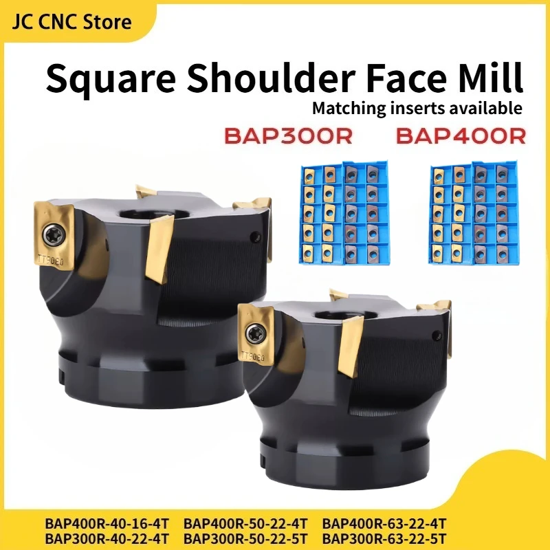 BAP 300R 400R 90 Degree Square Shoulder Face Mill Cutter Head 40/50/63MM CNC Compatible with APMT1135/APMT1604 Carbide Inserts