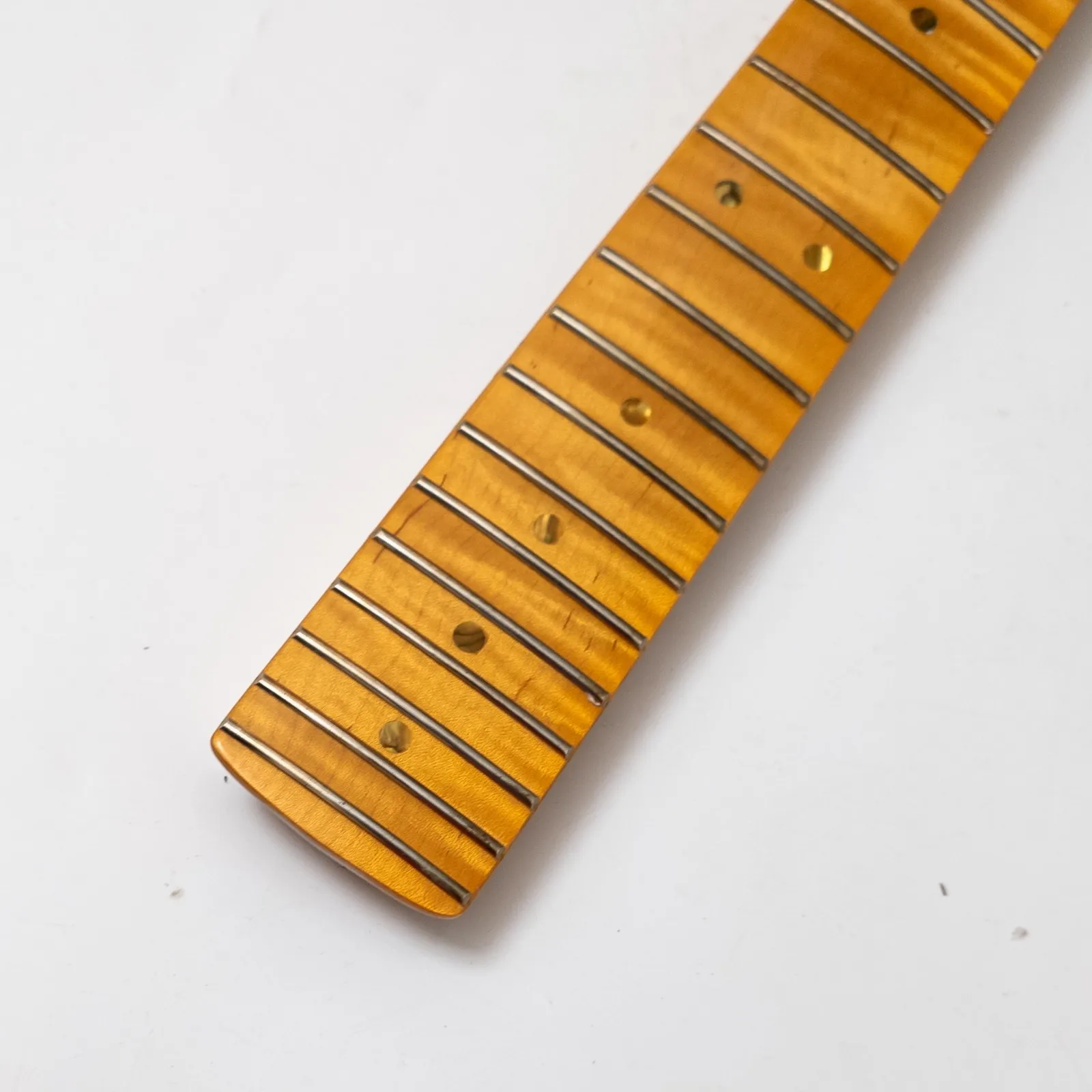 Gloss Yellow Flame Maple Guitar Neck 25.5 Inch 22 Medium Jumbo Frets Bone Nut Modern C Profile