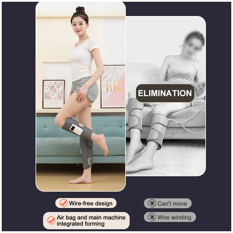 Products Electric Air Pressure Heating Calf Muscle Massage Machine Air Compression Therapy Full Leg Massager