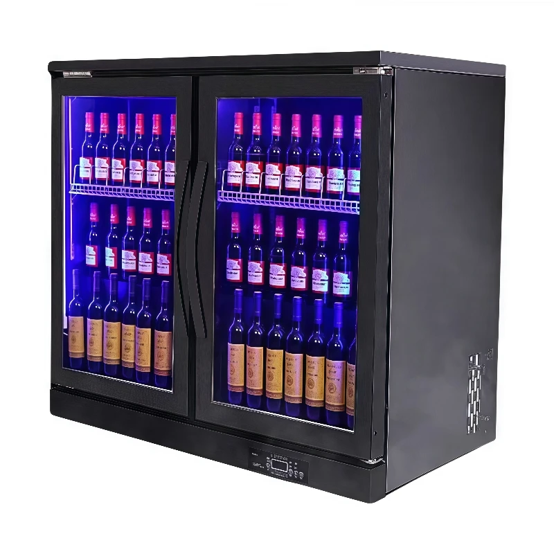 Compact Air Cooling Mini Drink Display Freezer Frost-Free Lockable Bar Cabinet for Beer Juice Wine Commercial Kitchen Storage