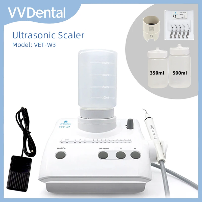 

VVDental Ultrasonic Scaler Machine With 5 Tips Teeth + 2 Water Bottle Remove Tooth Calculus Smoke Stains Dentistry Equiment