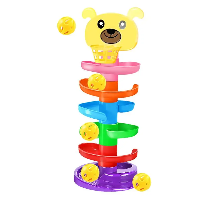 Stacking Rolling Ball Toy 6-Layered Cute Stacking Tower Toy With Rolling Balls Educational Preschool Learning Games Detachable