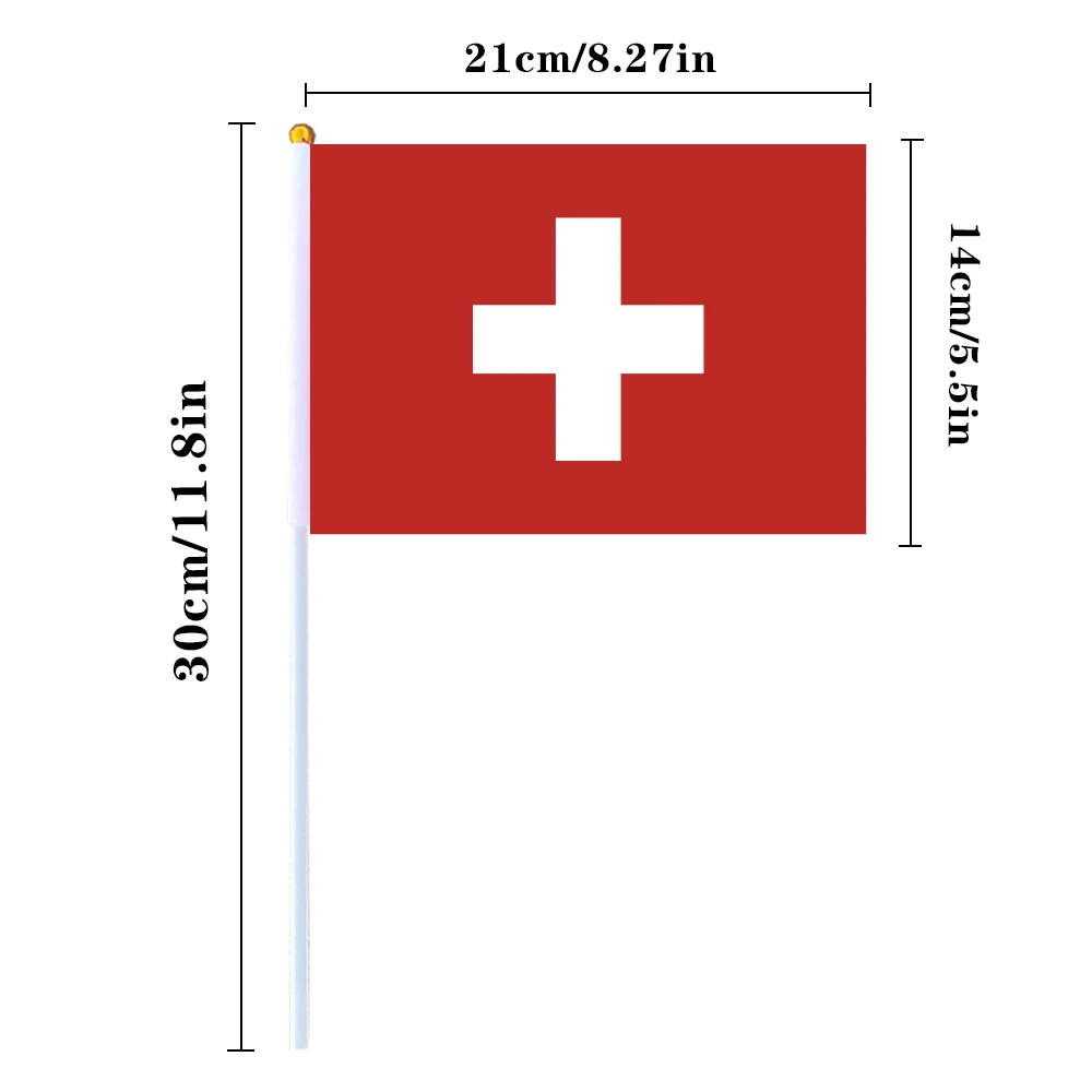 CYPOMELO Flag; Swiss national flag 14 * 21 cm; Swiss small flag, handheld waving flag, indoor and outdoor home decoration
