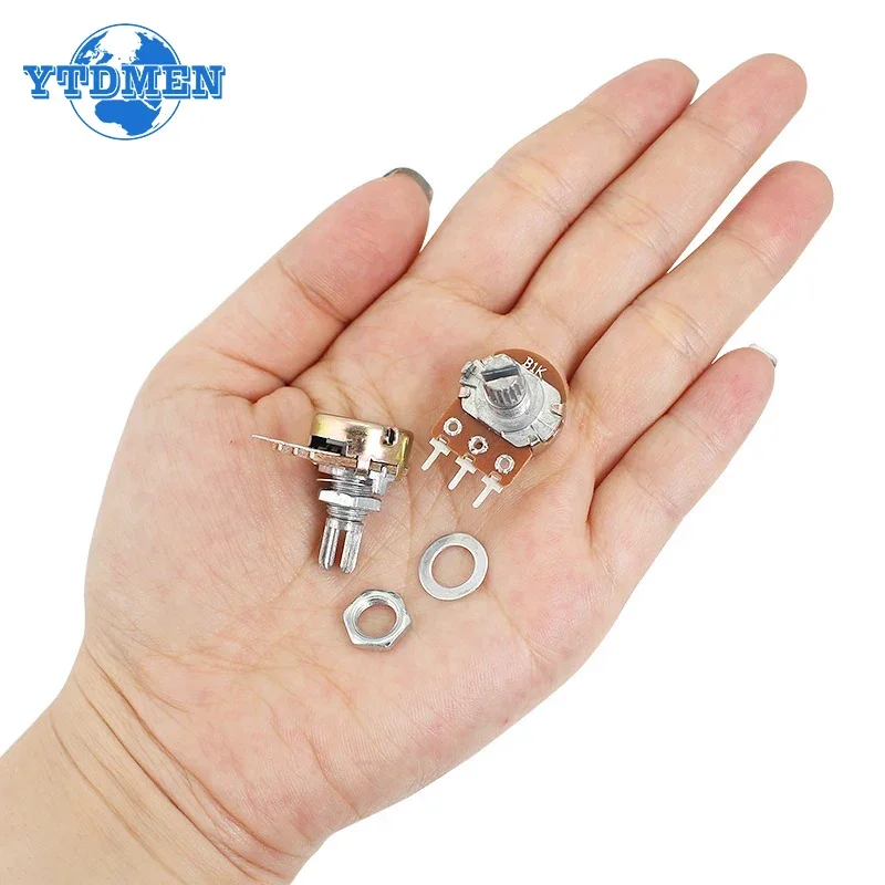 10PCS WH148 Linear Potentiometer 15mm Shaft with Nuts and Washers 3pin WH148 B1K B2K B5K B10K B20K B50K B100K B250K B500K B1M