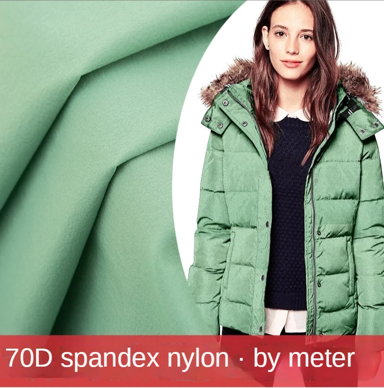 Tessuto impermeabile elastico a quattro vie al metro per abbigliamento piumino tenda cucito elasticizzato 70D Nylon morbido tessuto Ripstop verde