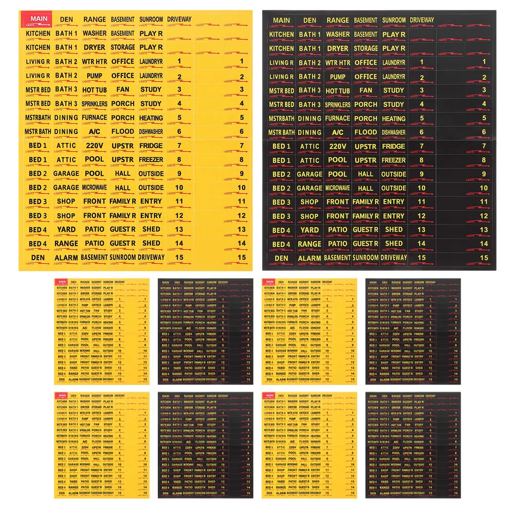 10 Sheets Self-Adhesive Breaker Panel Labels For Fuse Box Identification Electric Circuit Safety Stickers Replacement Box